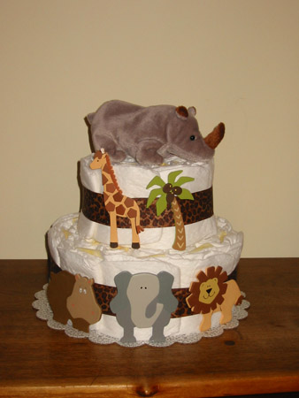 Jungle-theme diaper cake